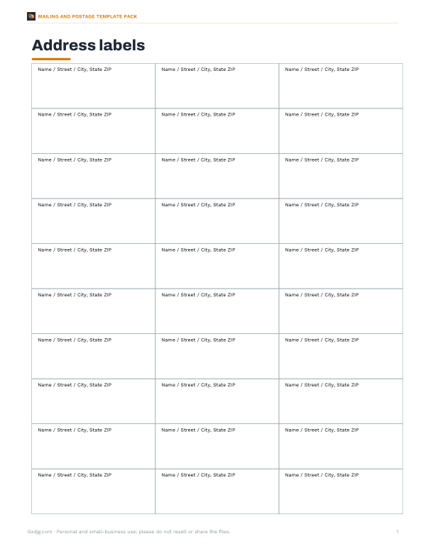 Preview of Printable Address Labels